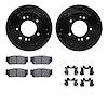 8312-21019 Drilled/Slotted Brake Rotors with 3000-Series Ceramic Brake Pads Kit & Hardware [Black], 2003-2006 Kia/Hyundai/Genesi - image 1