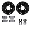 8312-21027 Drilled/Slotted Brake Rotors with 3000-Series Ceramic Brake Pads Kit & Hardware [Black], 2007-2012 Kia/Hyundai/Genesi - image 1