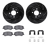 8312-21032 Drilled/Slotted Brake Rotors with 3000-Series Ceramic Brake Pads Kit & Hardware [Black], 2012-2017 Kia/Hyundai/Genesi - image 1