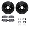 8312-21039 Drilled/Slotted Brake Rotors with 3000-Series Ceramic Brake Pads Kit & Hardware [Black], 2015-2020 Kia/Hyundai/Genesi - image 1