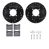 8312-22003 Drilled/Slotted Brake Rotors with 3000-Series Ceramic Brake Pads Kit & Hardware [Black], 1968-1973 Opel, Position: Fr - image 1