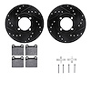 8312-22004 Drilled/Slotted Brake Rotors with 3000-Series Ceramic Brake Pads Kit & Hardware [Black], 1974-1974 Opel, Position: Fr