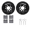 8312-27001 Drilled/Slotted Brake Rotors with 3000-Series Ceramic Brake Pads Kit & Hardware [Black], 1975-1997 Volvo, Position: R - image 1