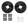 8312-27002 Drilled/Slotted Brake Rotors with 3000-Series Ceramic Brake Pads Kit & Hardware [Black], 1993-1995 Volvo, Position: R - image 1