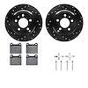 8312-27003 Drilled/Slotted Brake Rotors with 3000-Series Ceramic Brake Pads Kit & Hardware [Black], 1996-2004 Volvo, Position: R - image 1