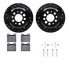 8312-27004 Drilled/Slotted Brake Rotors with 3000-Series Ceramic Brake Pads Kit & Hardware [Black], 1967-1974 Volvo, Position: R