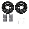 8312-27005 Drilled/Slotted Brake Rotors with 3000-Series Ceramic Brake Pads Kit & Hardware [Black], 1974-1975 Volvo, Position: R - image 1