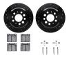 8312-27016 Drilled/Slotted Brake Rotors with 3000-Series Ceramic Brake Pads Kit & Hardware [Black], 1969-1971 Volvo, Position: R - image 1