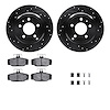 8312-27027 Drilled/Slotted Brake Rotors with 3000-Series Ceramic Brake Pads Kit & Hardware [Black], 1996-1997 Volvo, Position: R - image 1