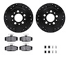 8312-27028 Drilled/Slotted Brake Rotors with 3000-Series Ceramic Brake Pads Kit & Hardware [Black], 1995-1997 Volvo, Position: R - image 1
