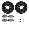 8312-27029 Drilled/Slotted Brake Rotors with 3000-Series Ceramic Brake Pads Kit & Hardware [Black], 1997-1998 Volvo, Position: R - image 1