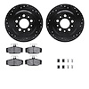 8312-27030 Drilled/Slotted Brake Rotors with 3000-Series Ceramic Brake Pads Kit & Hardware [Black], 1998-2000 Volvo, Position: R - image 1
