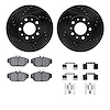 8312-27035 Drilled/Slotted Brake Rotors with 3000-Series Ceramic Brake Pads Kit & Hardware [Black], 1991-1995 Volvo, Position: F - image 1