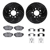 8312-27036 Drilled/Slotted Brake Rotors with 3000-Series Ceramic Brake Pads Kit & Hardware [Black], 1995-1998 Volvo, Position: F - image 1
