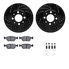 8312-27044 Drilled/Slotted Brake Rotors with 3000-Series Ceramic Brake Pads Kit & Hardware [Black], 1993-1995 Volvo, Position: F - image 1