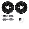 8312-27045 Drilled/Slotted Brake Rotors with 3000-Series Ceramic Brake Pads Kit & Hardware [Black], 1996-2004 Volvo, Position: F - image 1