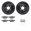 8312-27046 Drilled/Slotted Brake Rotors with 3000-Series Ceramic Brake Pads Kit & Hardware [Black], 1998-2004 Volvo, Position: F - image 1