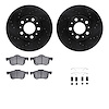 8312-27048 Drilled/Slotted Brake Rotors with 3000-Series Ceramic Brake Pads Kit & Hardware [Black], 1999-2009 Volvo, Position: F - image 1