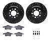 8312-27049 Drilled/Slotted Brake Rotors with 3000-Series Ceramic Brake Pads Kit & Hardware [Black], 1999-2009 Volvo, Position: R - image 1