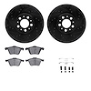 8312-27052 Drilled/Slotted Brake Rotors with 3000-Series Ceramic Brake Pads Kit & Hardware [Black], 2003-2009 Volvo, Position: F - image 1