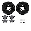 8312-27053 Drilled/Slotted Brake Rotors with 3000-Series Ceramic Brake Pads Kit & Hardware [Black], 2003-2014 Volvo, Position: R - image 1