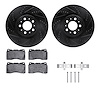 8312-27054 Drilled/Slotted Brake Rotors with 3000-Series Ceramic Brake Pads Kit & Hardware [Black], 2004-2007 Volvo, Position: F - image 1
