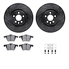 8312-27057 Drilled/Slotted Brake Rotors with 3000-Series Ceramic Brake Pads Kit & Hardware [Black], 2007-2016 Volvo, Position: F - image 1