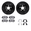 8312-27061 Drilled/Slotted Brake Rotors with 3000-Series Ceramic Brake Pads Kit & Hardware [Black], 2018-2018 Volvo, Position: R - image 1