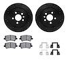 8312-27064 Drilled/Slotted Brake Rotors with 3000-Series Ceramic Brake Pads Kit & Hardware [Black], 2016-2018 Volvo, Position: R - image 1