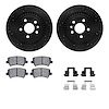 8312-27068 Drilled/Slotted Brake Rotors with 3000-Series Ceramic Brake Pads Kit & Hardware [Black], 2008-2016 Volvo, Position: R - image 1