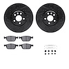 8312-27070 Drilled/Slotted Brake Rotors with 3000-Series Ceramic Brake Pads Kit & Hardware [Black], 2010-2016 Volvo, Position: F - image 1