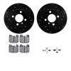 8312-31011 Drilled/Slotted Brake Rotors with 3000-Series Ceramic Brake Pads Kit & Hardware [Black], 1977-1983 BMW, Position: Fro - image 1