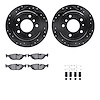 8312-31017 Drilled/Slotted Brake Rotors with 3000-Series Ceramic Brake Pads Kit & Hardware [Black], 1981-1986 BMW, Position: Rea - image 1