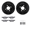 8312-31018 Drilled/Slotted Brake Rotors with 3000-Series Ceramic Brake Pads Kit & Hardware [Black], 1984-1991 BMW, Position: Rea - image 1