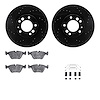 8312-31022 Drilled/Slotted Brake Rotors with 3000-Series Ceramic Brake Pads Kit & Hardware [Black], 1991-1993 BMW, Position: Fro - image 1