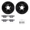 8312-31023 Drilled/Slotted Brake Rotors with 3000-Series Ceramic Brake Pads Kit & Hardware [Black], 1995-2002 BMW, Position: Fro - image 1