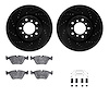8312-31024 Drilled/Slotted Brake Rotors with 3000-Series Ceramic Brake Pads Kit & Hardware [Black], 2001-2005 BMW, Position: Fro - image 1