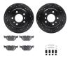 8312-31026 Drilled/Slotted Brake Rotors with 3000-Series Ceramic Brake Pads Kit & Hardware [Black], 1989-1995 BMW, Position: Rea - image 1