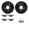 8312-31029 Drilled/Slotted Brake Rotors with 3000-Series Ceramic Brake Pads Kit & Hardware [Black], 1991-1995 BMW, Position: Rea - image 1