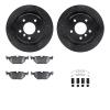 8312-31030 Drilled/Slotted Brake Rotors with 3000-Series Ceramic Brake Pads Kit & Hardware [Black], 1995-2002 BMW, Position: Rea - image 1