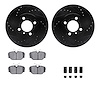 8312-31031 Drilled/Slotted Brake Rotors with 3000-Series Ceramic Brake Pads Kit & Hardware [Black], 1984-1991 BMW, Position: Fro - image 1