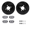 8312-31033 Drilled/Slotted Brake Rotors with 3000-Series Ceramic Brake Pads Kit & Hardware [Black], 1984-1991 BMW, Position: Fro - image 1
