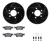 8312-31036 Drilled/Slotted Brake Rotors with 3000-Series Ceramic Brake Pads Kit & Hardware [Black], 1991-1998 BMW, Position: Fro - image 1