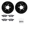8312-31037 Drilled/Slotted Brake Rotors with 3000-Series Ceramic Brake Pads Kit & Hardware [Black], 1992-2006 BMW, Position: Fro - image 1