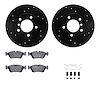 8312-31038 Drilled/Slotted Brake Rotors with 3000-Series Ceramic Brake Pads Kit & Hardware [Black], 1995-1998 BMW, Position: Fro - image 1