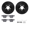 8312-31040 Drilled/Slotted Brake Rotors with 3000-Series Ceramic Brake Pads Kit & Hardware [Black], 1995-2001 BMW, Position: Fro - image 1