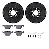 8312-31043 Drilled/Slotted Brake Rotors with 3000-Series Ceramic Brake Pads Kit & Hardware [Black], 2000-2006 BMW, Position: Fro - image 1