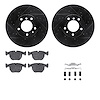 8312-31044 Drilled/Slotted Brake Rotors with 3000-Series Ceramic Brake Pads Kit & Hardware [Black], 2000-2000 BMW, Position: Fro - image 1