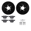 8312-31045 Drilled/Slotted Brake Rotors with 3000-Series Ceramic Brake Pads Kit & Hardware [Black], 2000-2003 BMW, Position: Fro - image 1