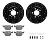 8312-31048 Drilled/Slotted Brake Rotors with 3000-Series Ceramic Brake Pads Kit & Hardware [Black], 1991-2001 BMW, Position: Rea - image 1